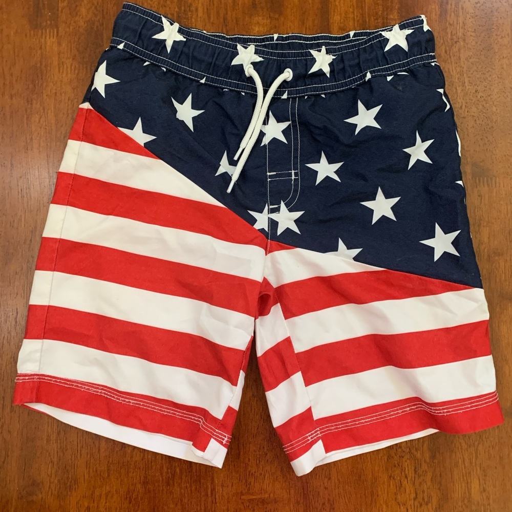 Gymboree Stars and Stripes swim trunks Sz 7-8